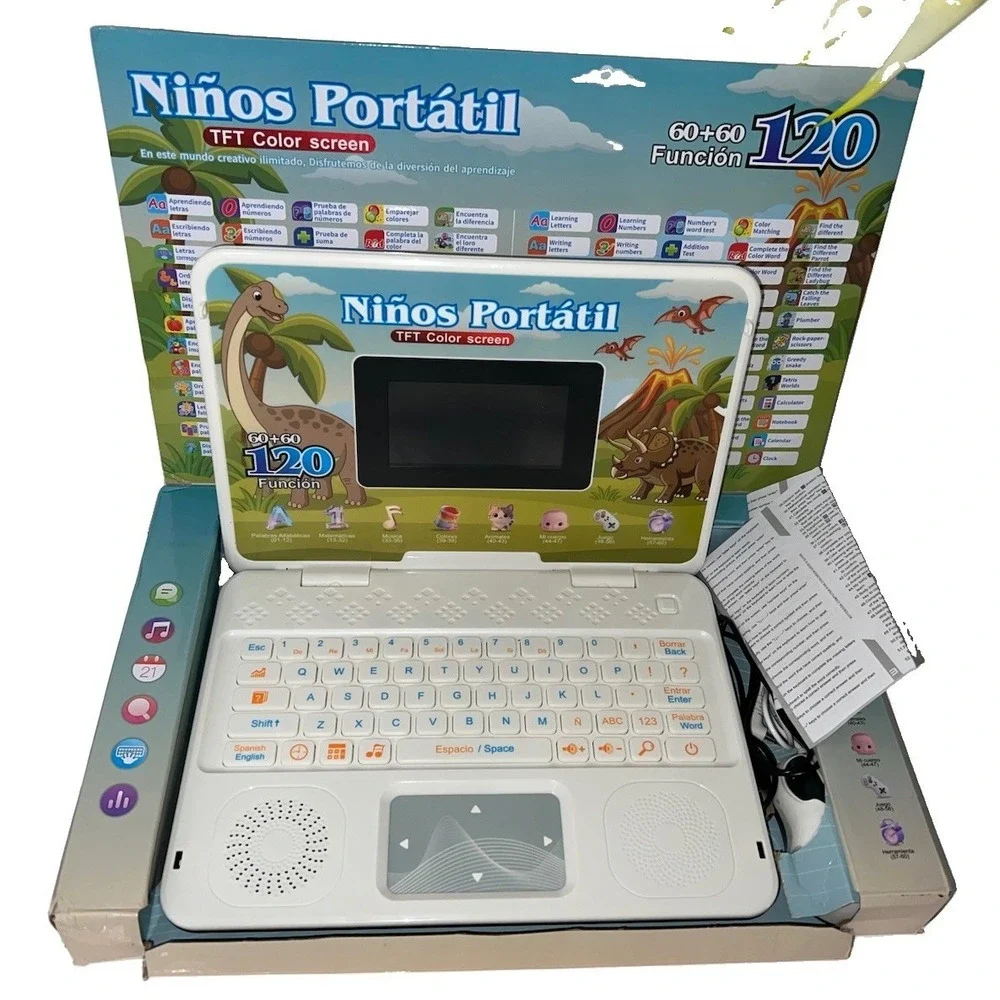 (21)Bilingual and Educational Laptop Spanish/English, 120 Learning Color Screen